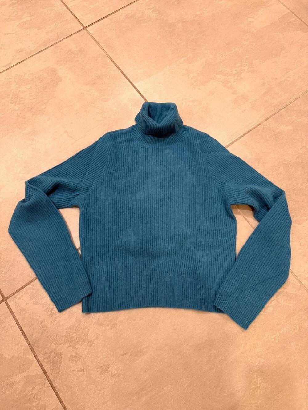NAADAM 100% Cashmere Ribbed Turtleneck Sweater Teal Size S